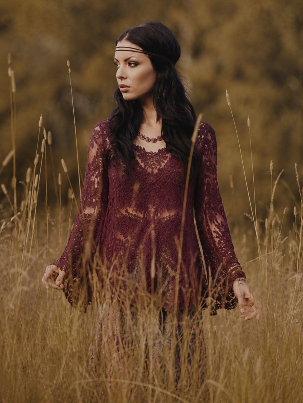 Lace Long-Sleeve Top Coquette Sz S Bohemian Dark Romantic Festival Fall